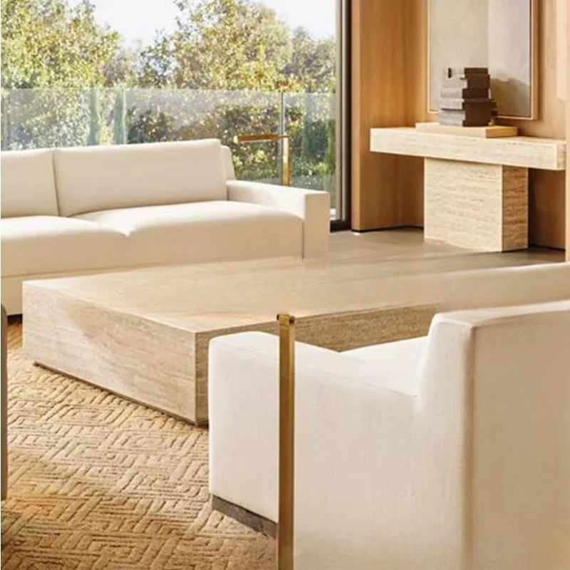 Solid wood high-end luxury marble coffee table coffee table