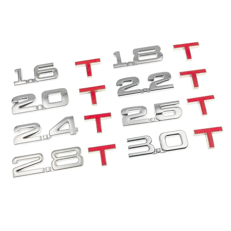New Car 3D Metal 1.6T 1.8T 2.0T 2.8T Logo Sticker Emblem Badge Decals for Mazda KIA Renault TOYOTA BMW Ford Focus Car Styling