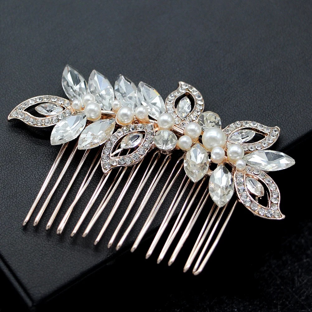

Elegant Gold Plated Bridal Hair Comb with Sparkling Crystals Wedding Headpiece for Women Party Prom Engagement Anniversary