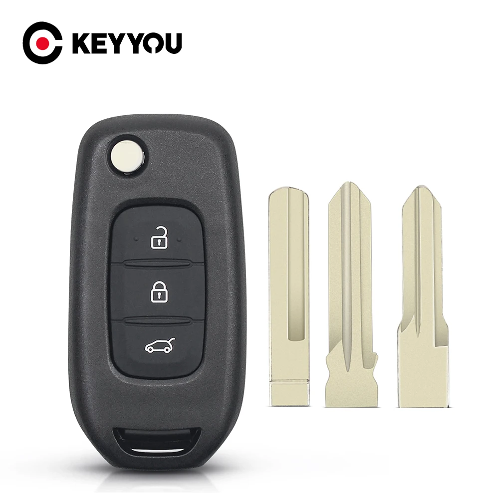 

KEYYOU For Renault Kadjar Captur Symbol Kaptur Megane Logan 2013- 2018 3BTN Key Remote Car Key Case