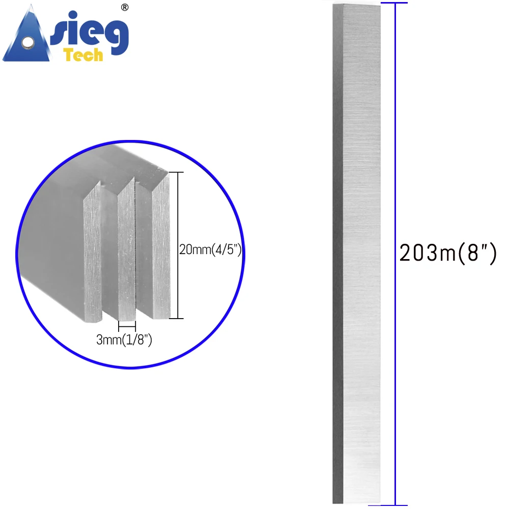 Thickness TCT HSS Planer Blades Jointer Knives for BELMASH J200 Woodworking Tools 203×20×3mm- Set of 3 Pieces