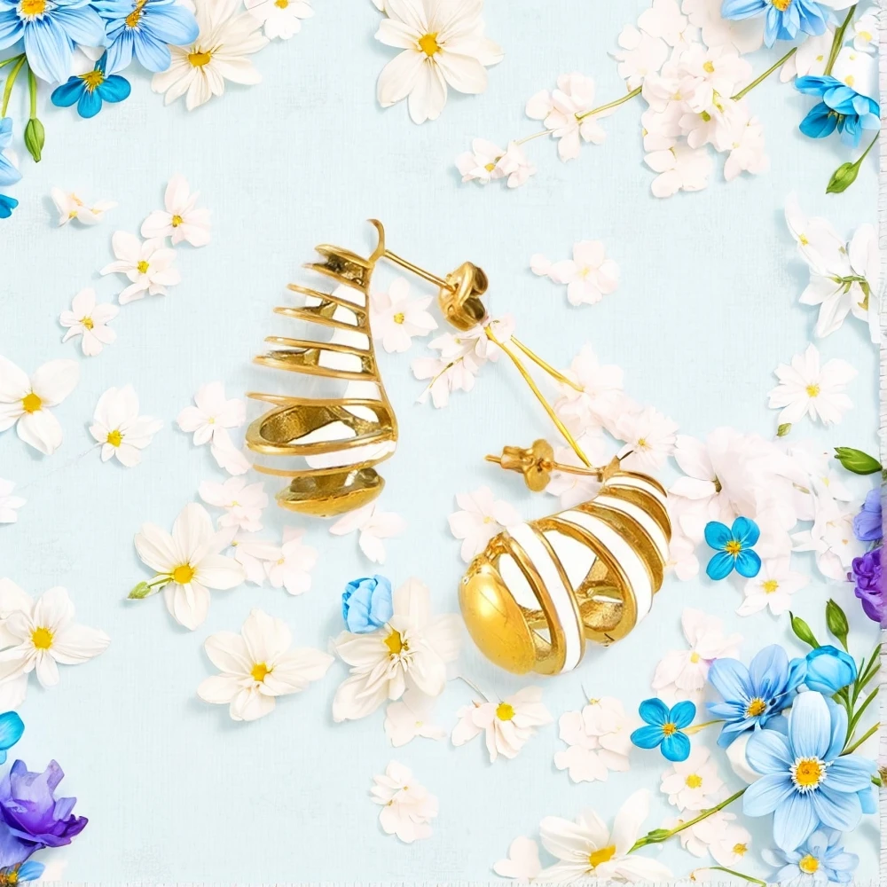 

MARKA Ins Style Colorful Spiral Water Drip Oil Earrings for Women, Fashionable Matching with Jewelry Accessories