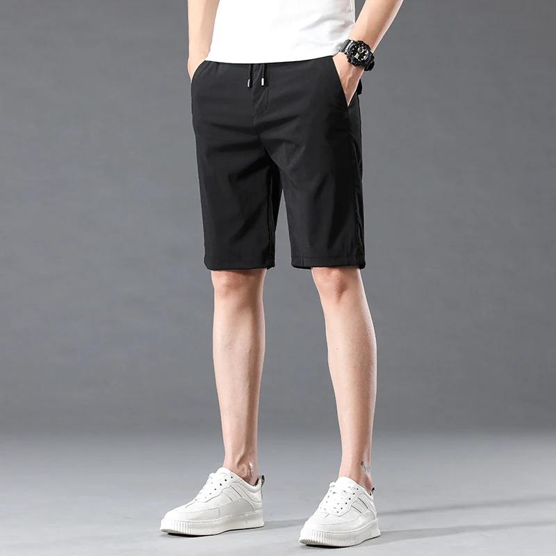 Shorts Men\'s Summer Thin Straight Quick-drying Breathable Loose Casual Beach Pants Knee-length Khaki Gray Male Short Pants