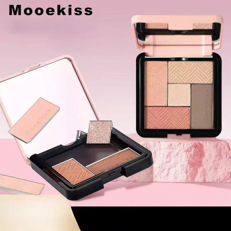 

Mooekiss 5 Color Eye Shadow Delicate Powder Earth Matte Display Face Repair Highlight Multi Function Integrated Plate Makeup