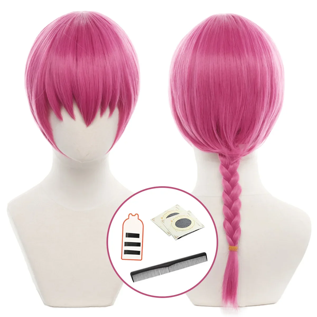 

Cosplay Ranma 1/2 Anime Ranma Saotome Cosplay Wig Rose-red Rose Net Synthetic Fiber Adjustable Size Heat Resistant Female