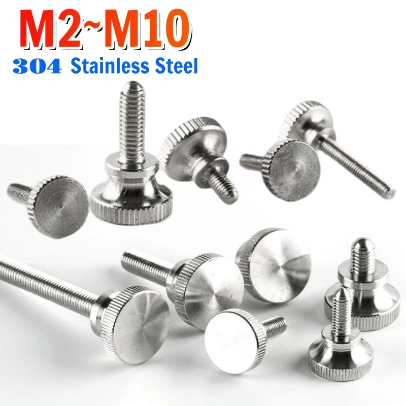 GB834 304 Stainless Steel Knurled High Step Head Hand Tighten Thumb Screw Curtain Wall Glass Lock Adjusting Screw M2 M2.5 M3~M10