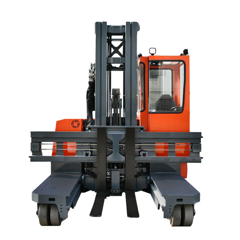4 Way Electric Multi-directional Forklift Truck with Cab Hydraulic Lifting System Long Load Support Arms for Timber Metal