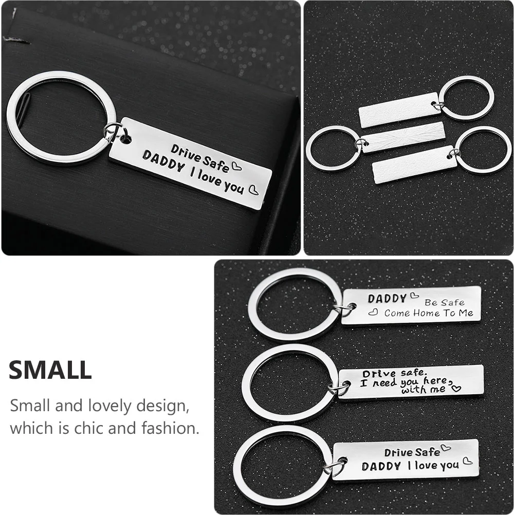 3 Pcs Stainless Steel Father's Day Keychain Rings Need You Here Pendant Dad Gifts Creative