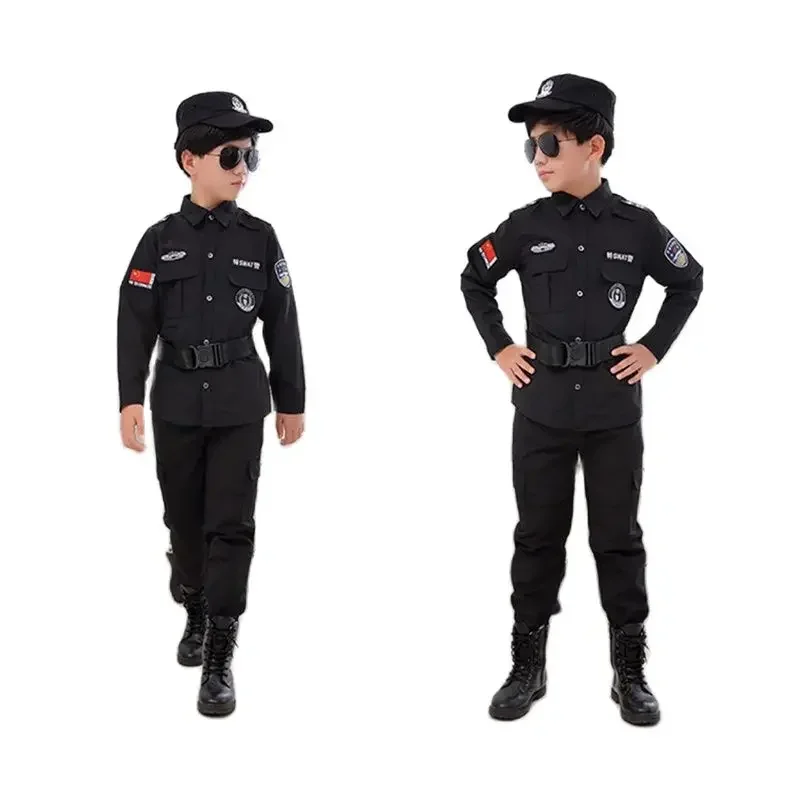 SN88 Dzieci Policjant Kostiumy Cosplay Dzieci Boże Narodzenie Impreza Karnawał Mundur Policji Halloween Chłopcy Armia Policjanci Ubrania * # 2@5