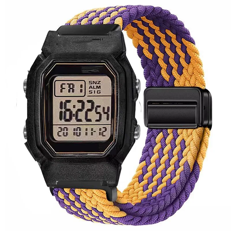 18mm Nylon-Elastikband für Casio AE1200/1300, magnetisches, atmungsaktives Armband für F91W/W218/F108/A159 A158 A168 A169, geflochtenes Band – Detail 6