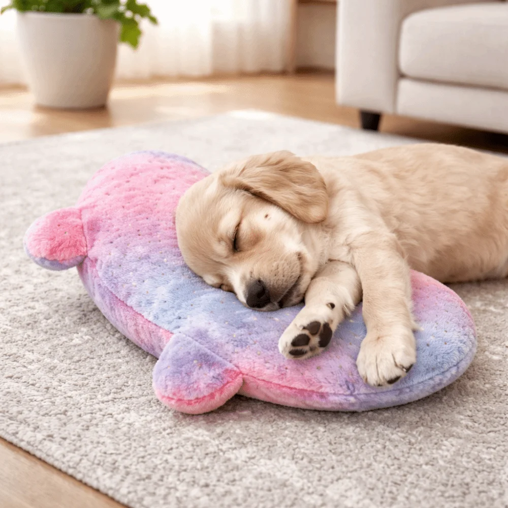 

Cartoon Plush U-Shaped Pet Pillow Luminous Soft Cat Glowing Pillow Moon Star Comfortable Neck Support Indoor
