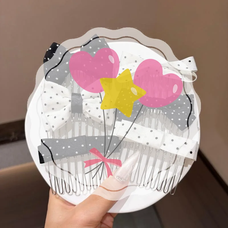Polka Dot Bow Hair Comb With Cute Design Non Slip Teeth Perfect For Daily Wear Parties School Hairstyling