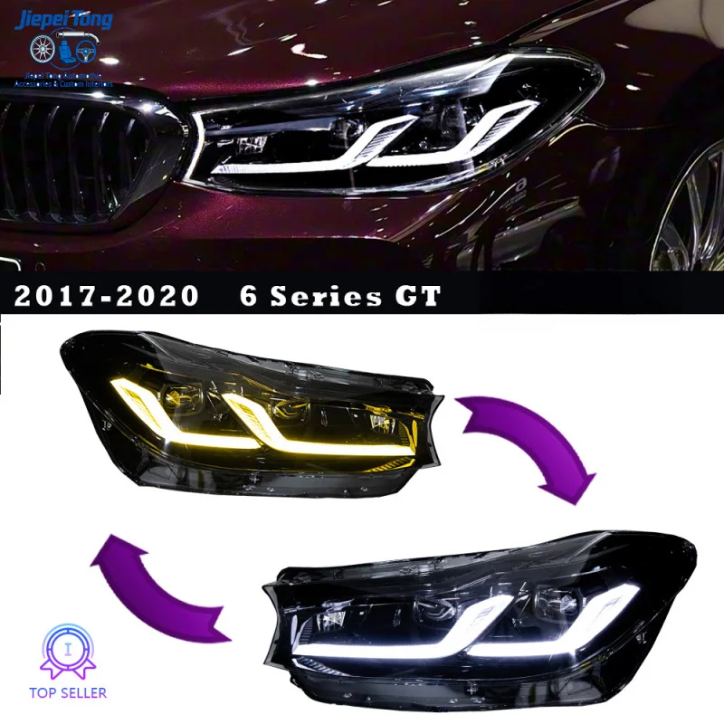 

for 2017-2020 BMW 6 Series GT modified LED laser dual-color spoon golden eye headlight assembly