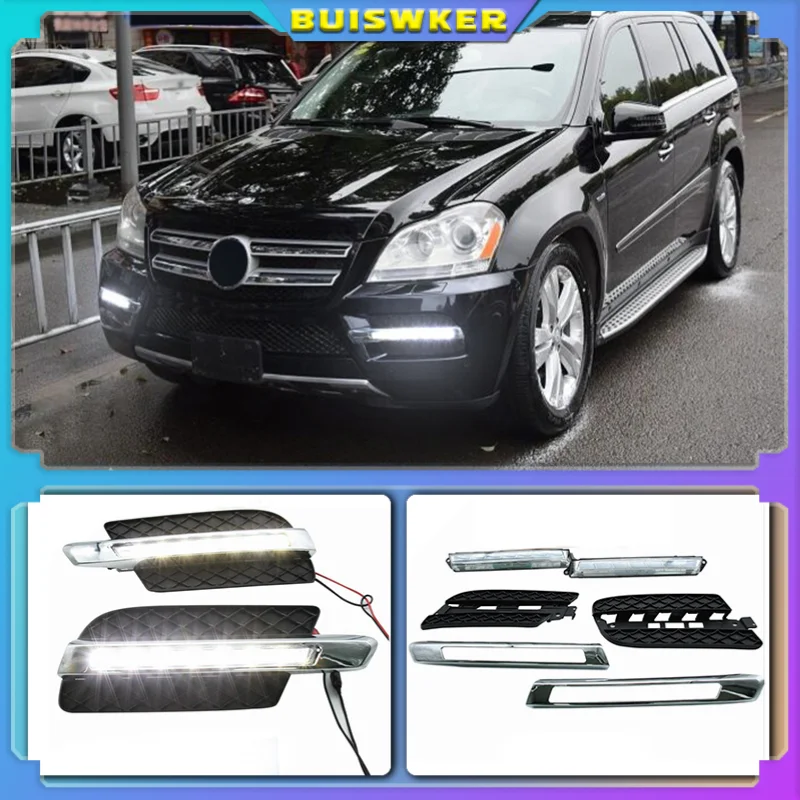 Left and Right Front LED Daytime Running Fog light For Mercedes Benz X164 GL320 GL350 GL450 GL550 ML63 AMG X166 2007-2013