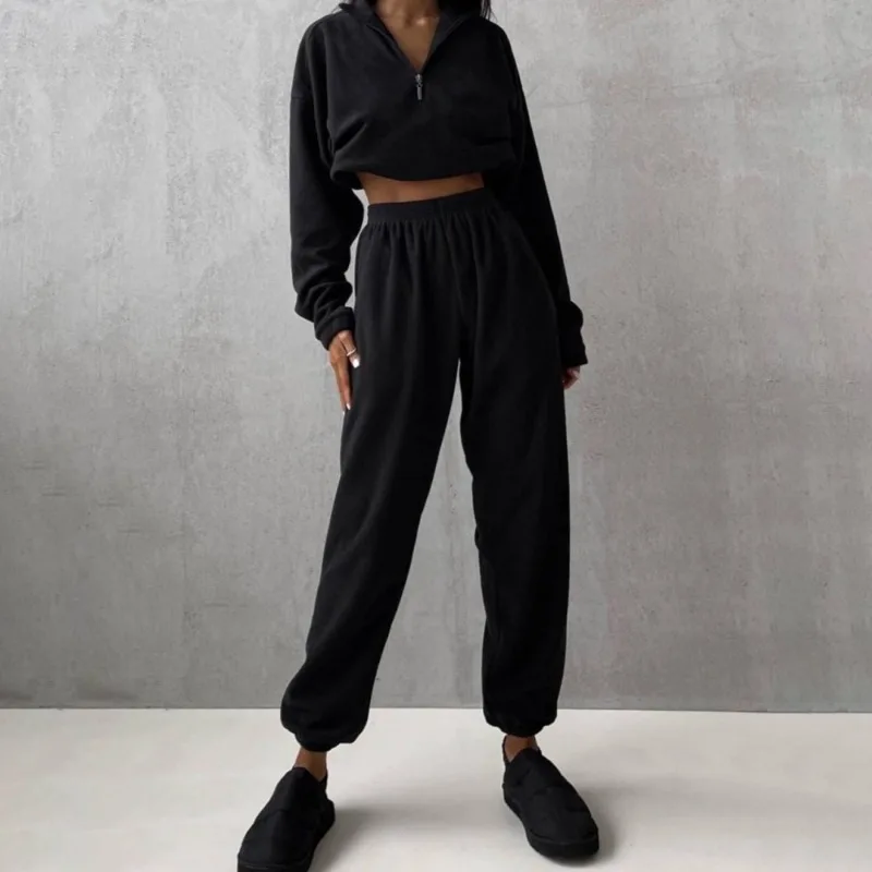 Women Clothing New Hooded Casual Hoodie Set Two Piece Set for Women Fashion Elastic Loose Fitting Suit for Autumn and Winter