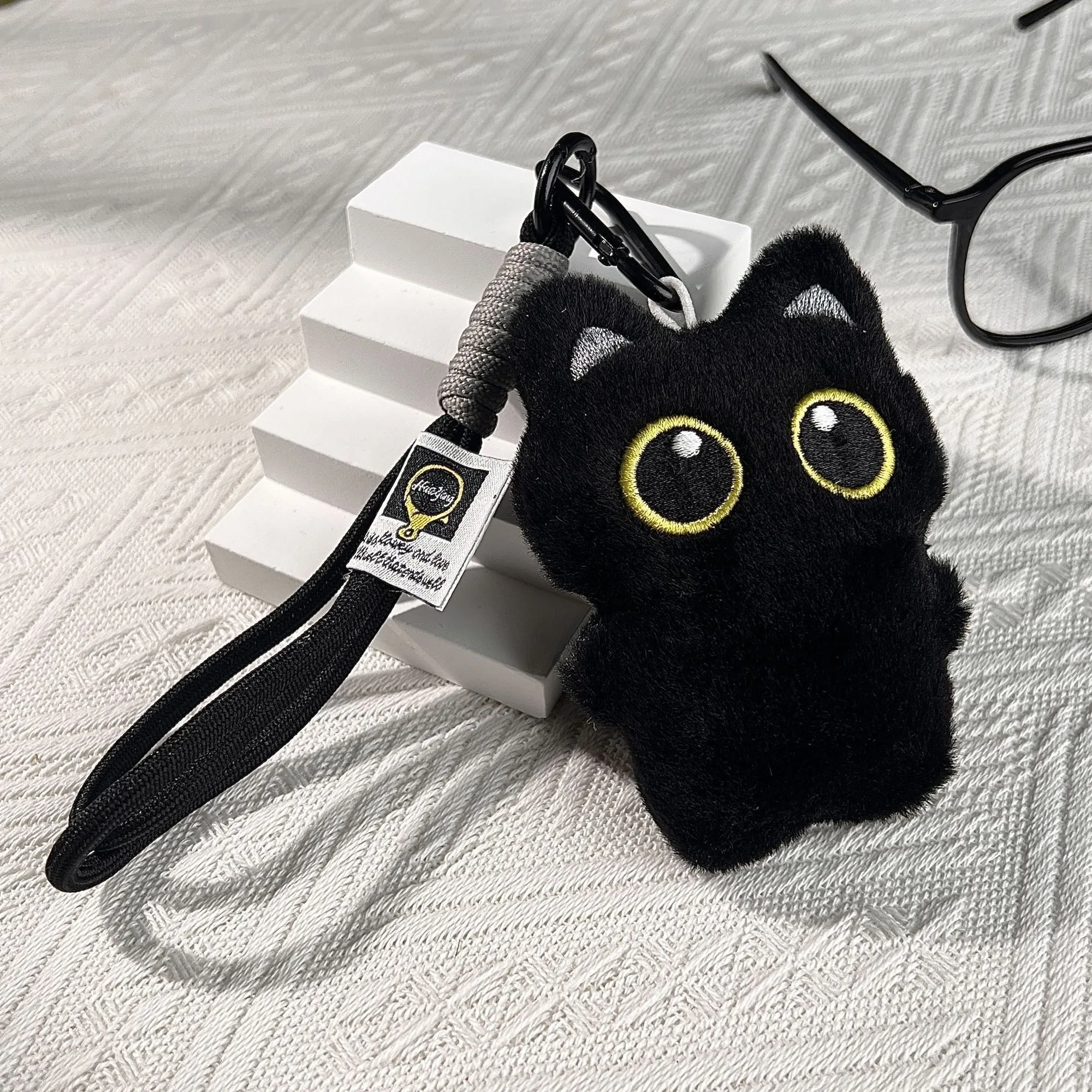 Simpatico gatto nero peluche bambola piccolo ciondolo cuscino forcito cuscino in peluche gatto nero bambola giocattolo per ragazzo ragazza regali di compleanno