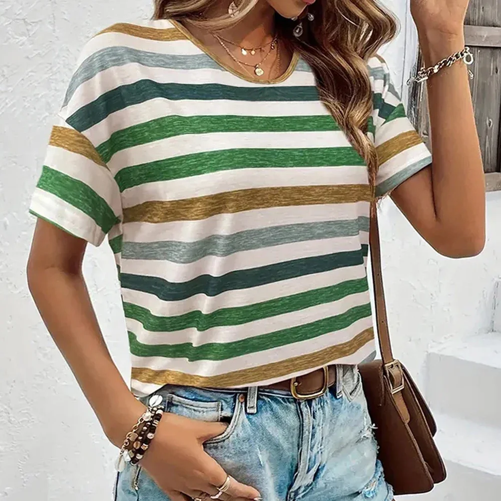 Breathable Top Casual Round-neck Daily Leisure Suitable For Spring Suitable For Summer Daily Wear Light Elasticity