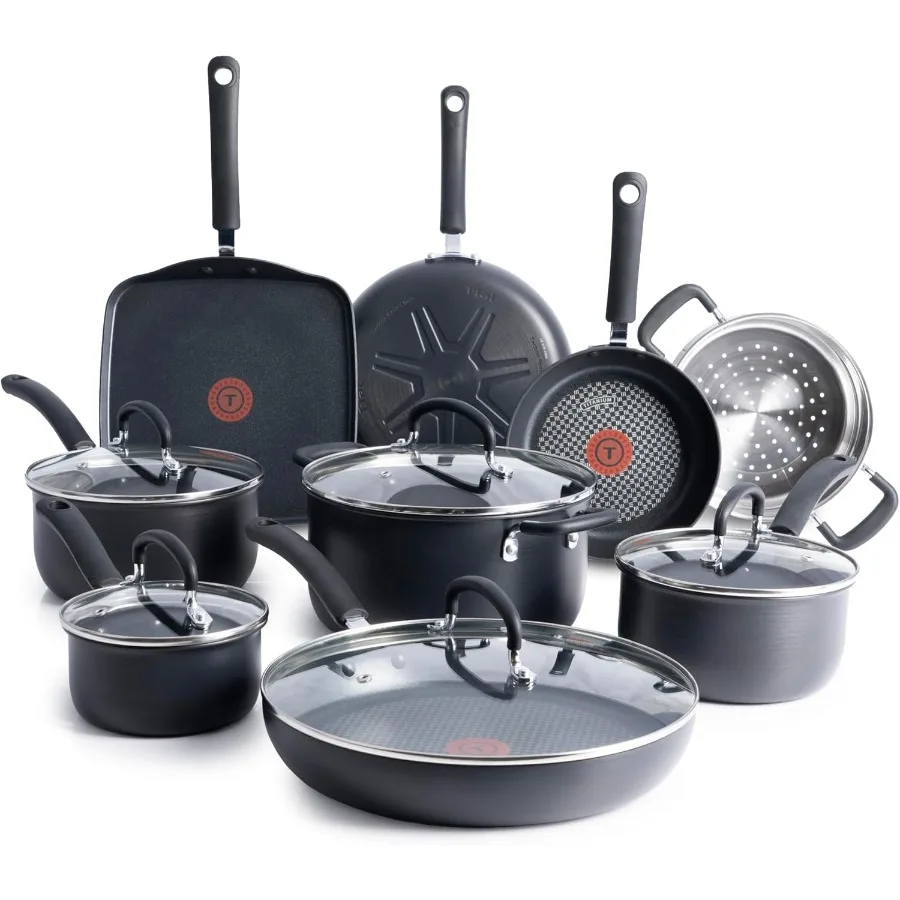 

Ultimate Hard Anodized Nonstick Cookware Set 14 Piece Oven and Broiler Safe Up to 400F Lid Safe Up to 350F Complete Kitchen Coo