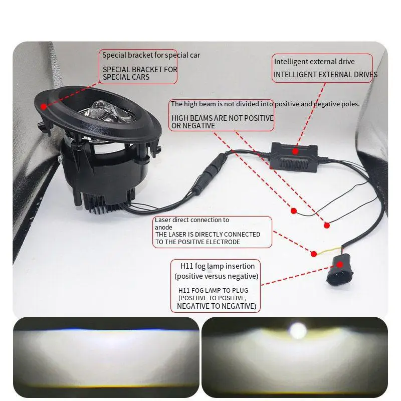 

Car Fog Lamp Retrofit 3 Inch Bi Led Projector Lens 12V 55W 3000K 4300K for Toyota Noah Hilux Fortuner