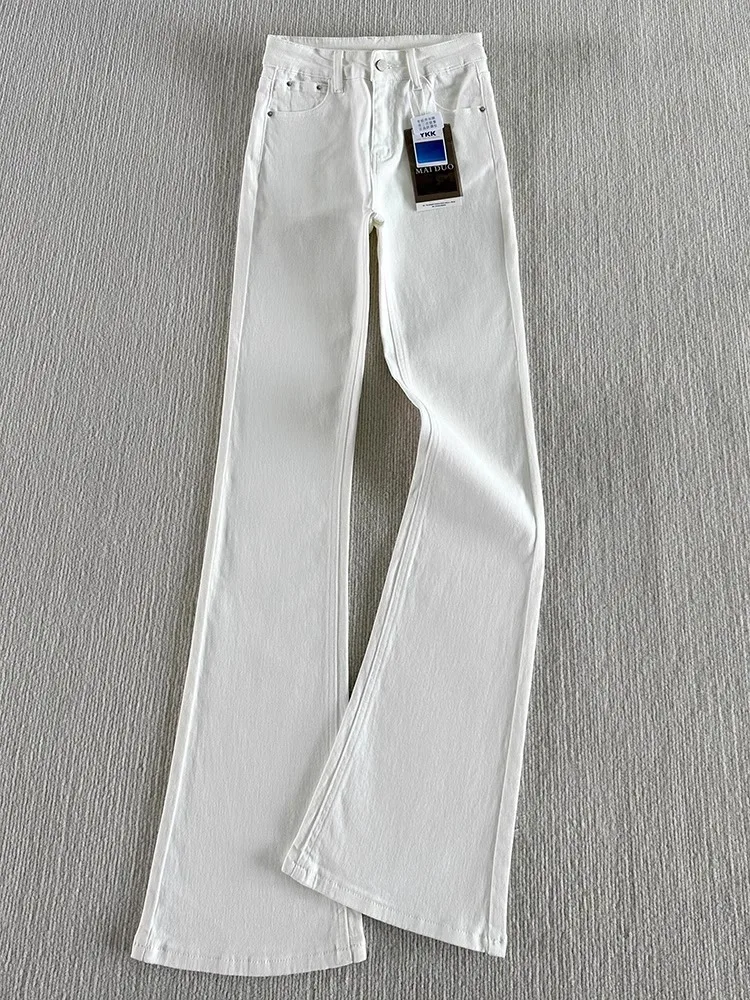 

White High Waist Straight Leg Jeans Men's Slim Fit CleanFit American Vibe Wide Leg Pants Youth Trendy Summer Wear