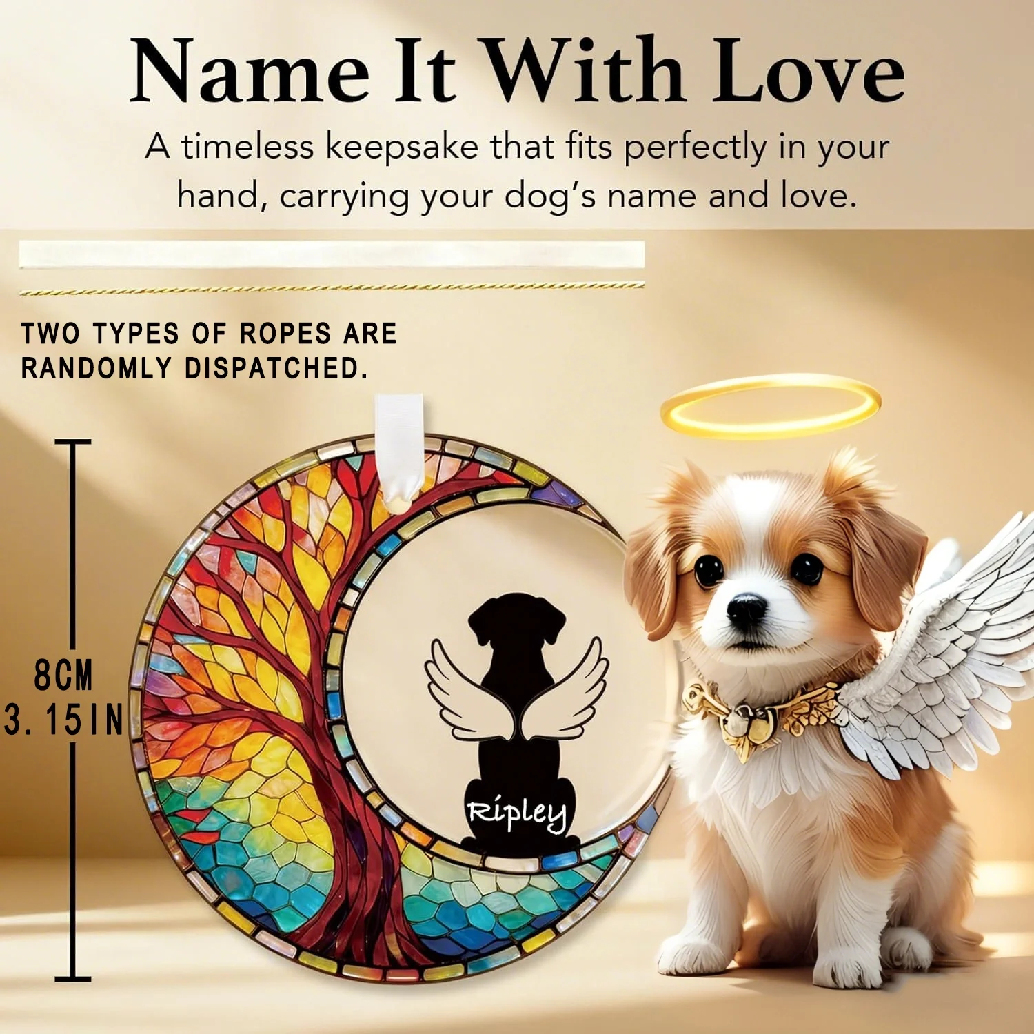 Personalized Pet Memorial Painted Tree of Life Ornament – A Heartfelt Remembrance Gift with Customized Dog Name