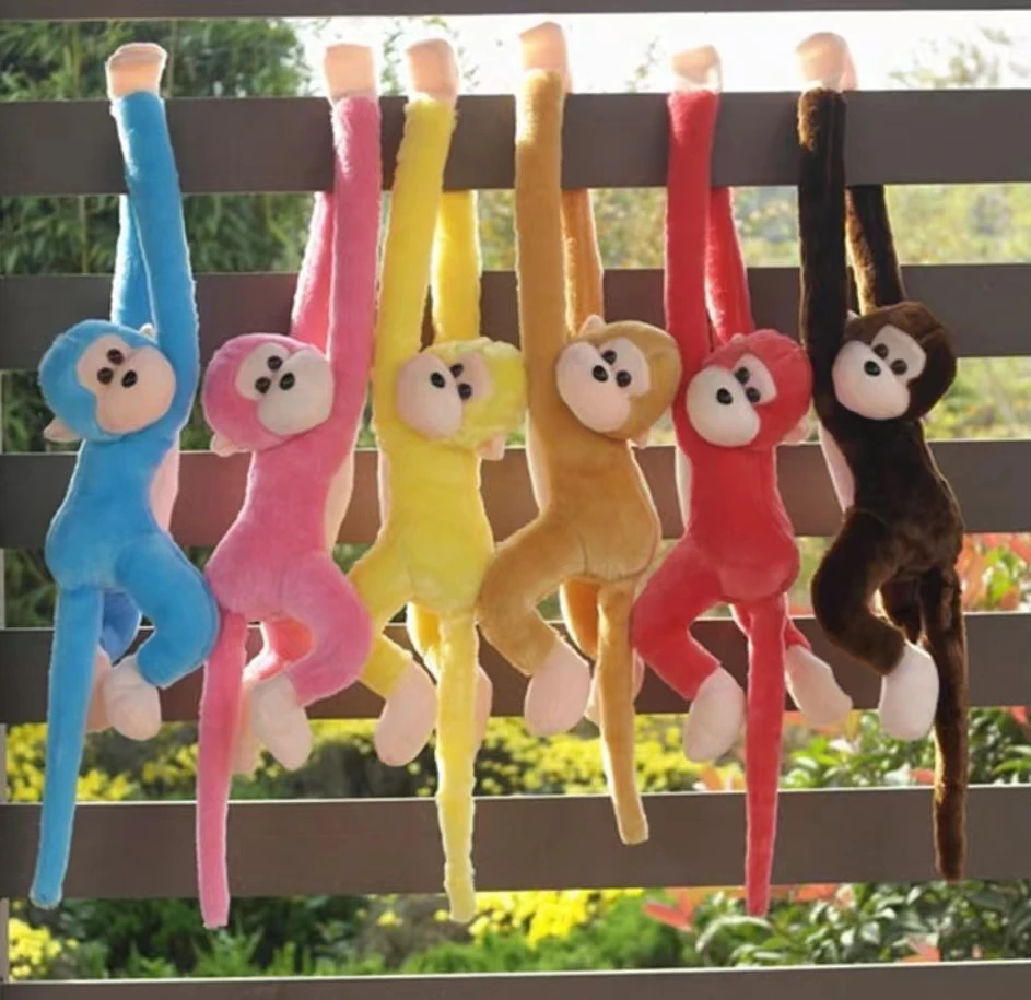 Colorful Plush Monkey Toys Colorful Long-Armed Monkey Photography Accessories Electric Crashproof Padded Monkey Doll Hanging Cur