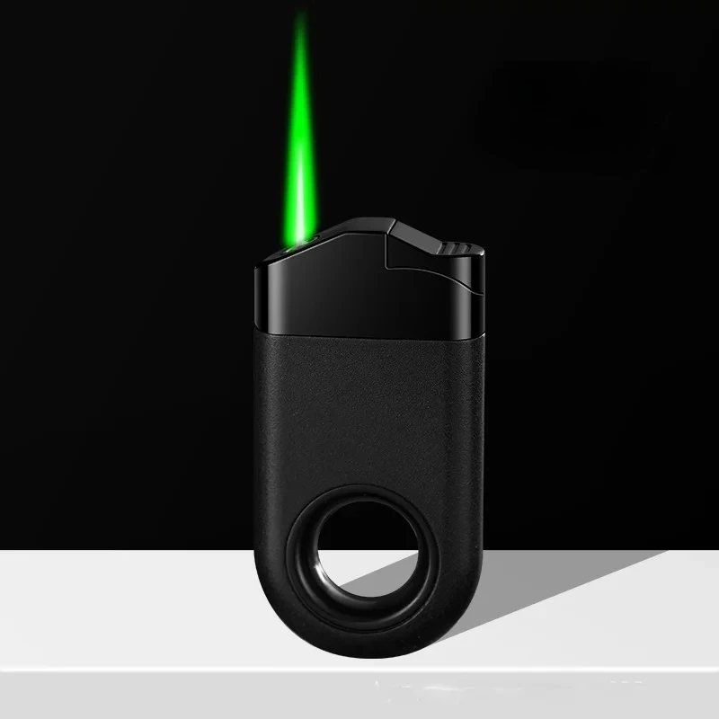

Ring Rotation Decompression Windproof Butane Lighter Upside Down Ignite Green Flame Cigarette Lighter Smoking Accessories Gifts