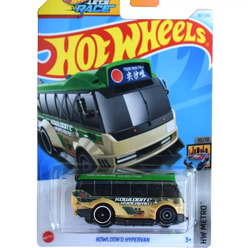 Original Hot Wheels Car Let\'s Race 1/64 Diecast Hong Kong City Double Decker Bus Kowloon\'d Hypervan Toys for Boys Alloy Model