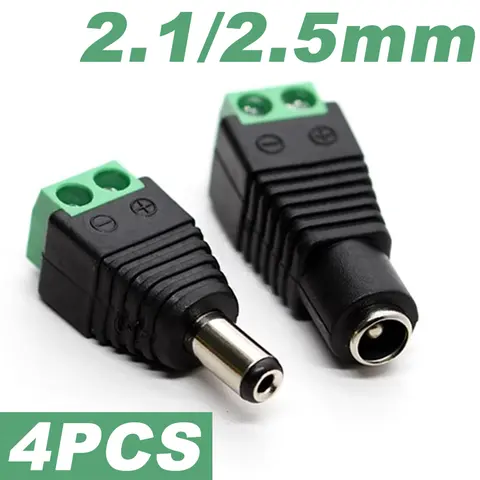 4pcs Male Female Jack Socket Barrel 2.1mm*5.5mm DC Plug Adapter 2.5mm 12V DC Power Connector Plug