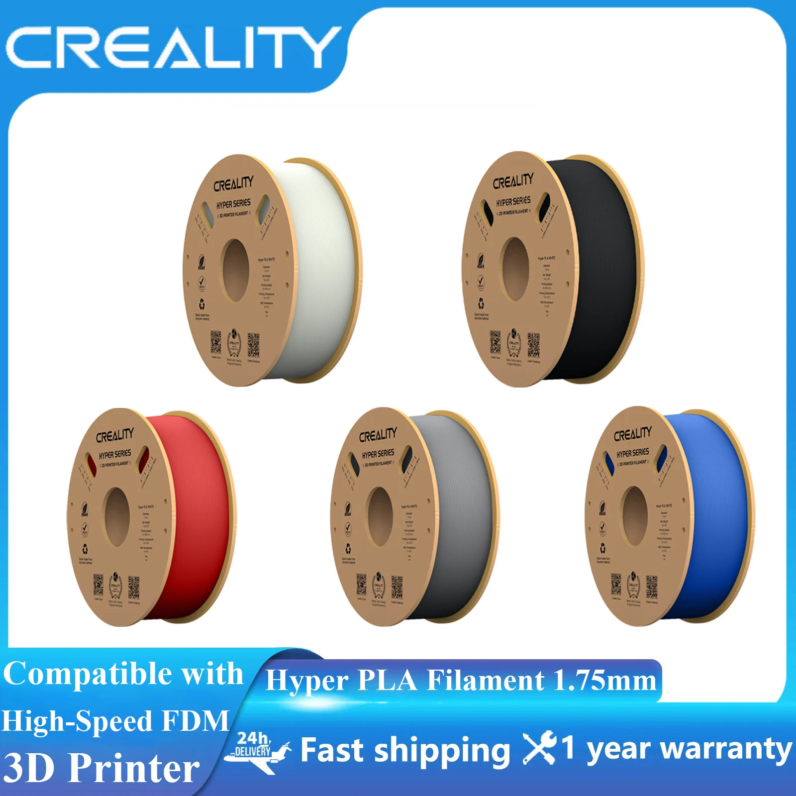 

Creality Hyper PLA Filament 1.75mm 1KG High Fluidity High Speed 3D Printing Material Stable Extrusion Spool For FDM 3D Printer