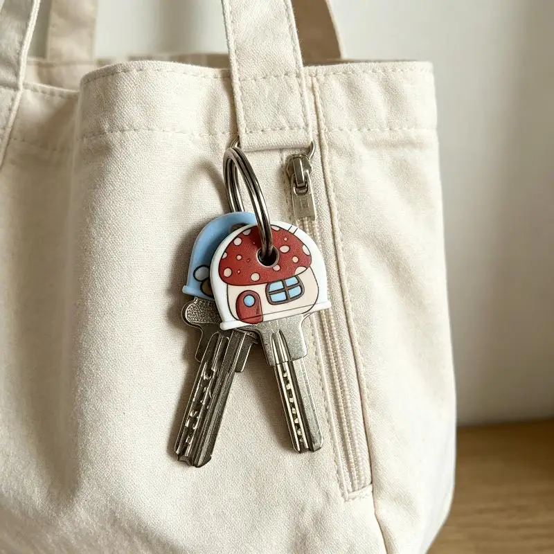 5 Stück Schlüsselkappen aus Silikon mit Cartoon-Motiv, bunte Schlüsselmarkierungen, kratzfeste Schutzkappen für den täglichen Gebrauch zu Hause und im Büro. – Detail 5