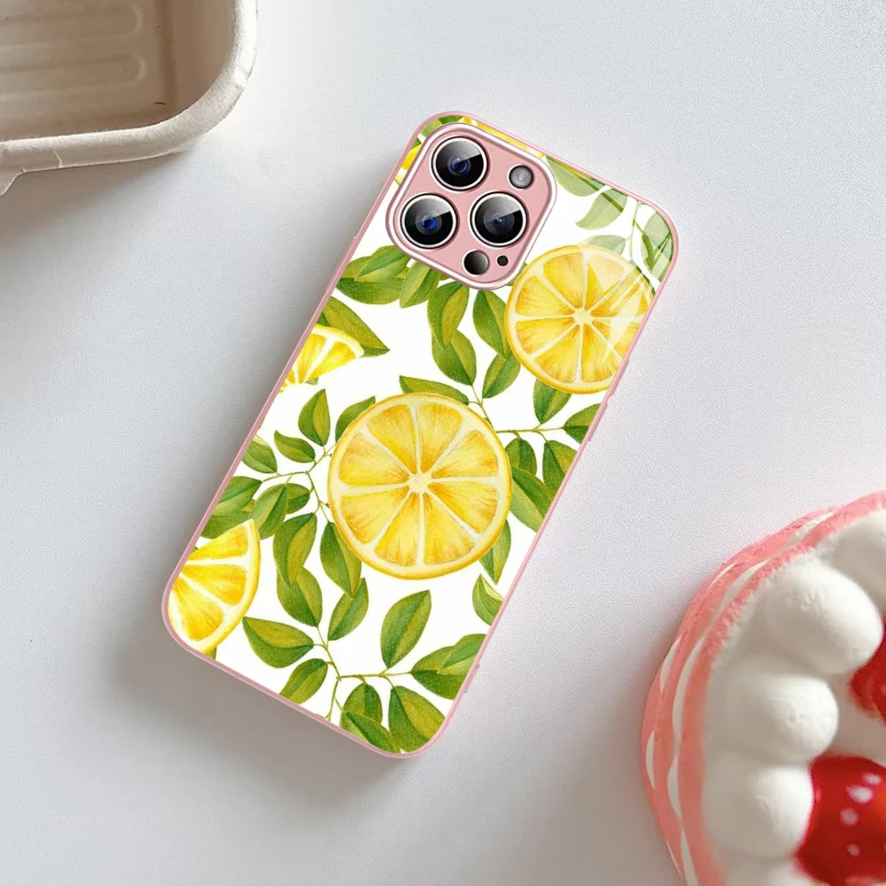 Capa de vidro temperado de limão, Mousepad para iPhone 14, 13, 12 Mini, 11 Pro, XS Max, X, XR, 14 Plus