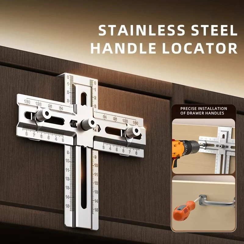 Adjustable Drilling Guide Hole Locator, Installation Template for Cabinet & Drawer Handle Hardware Fitting