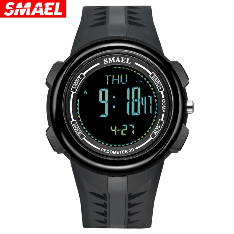 Smael Smael 다기능 전자 시계, 야외 방수 나침반, 스포츠 카운트다운 학생 시계