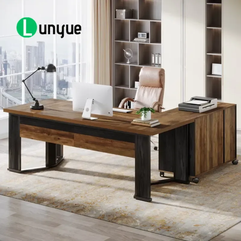 70.86 Inch L Shaped Computer Desk with Mobile Filing Cabinet 2 Drawers Storage Rack Large Home Office Workstation Space