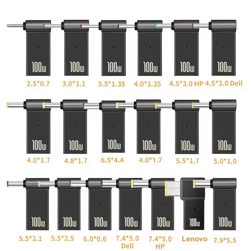 PD 100W Laptop Power Charger Converter Female Type-C To DC Male Jack Plug Supply Adapter Connector 5A For Notebook Computer PC