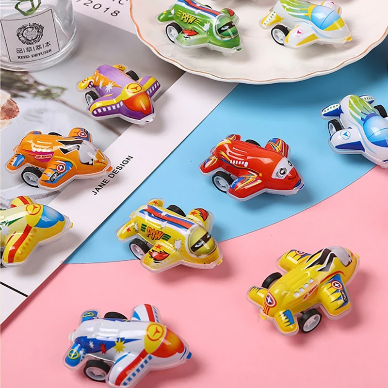 5Pcs Inertia Mini Aircraft Toy Cute Mini Pull Back Plane Toy Kids Birthday Guest Gifts Baby Shower Party Favors Finger Game Toys