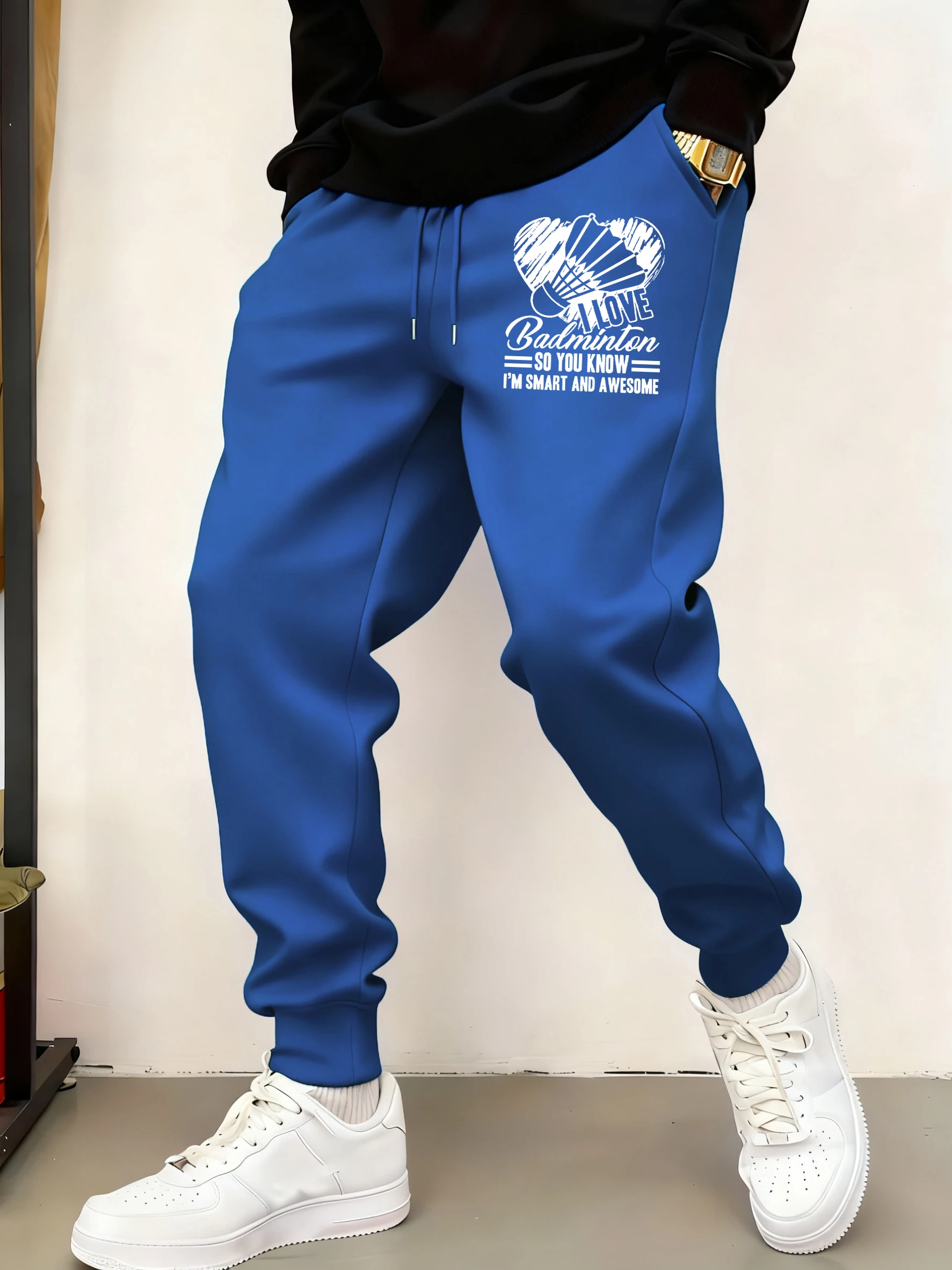 

I Love Badminton So You Know Unisex Britches Warm Fashion Pants Casual Drawstring Long Pant Hip Hop Gothic Sweatpants