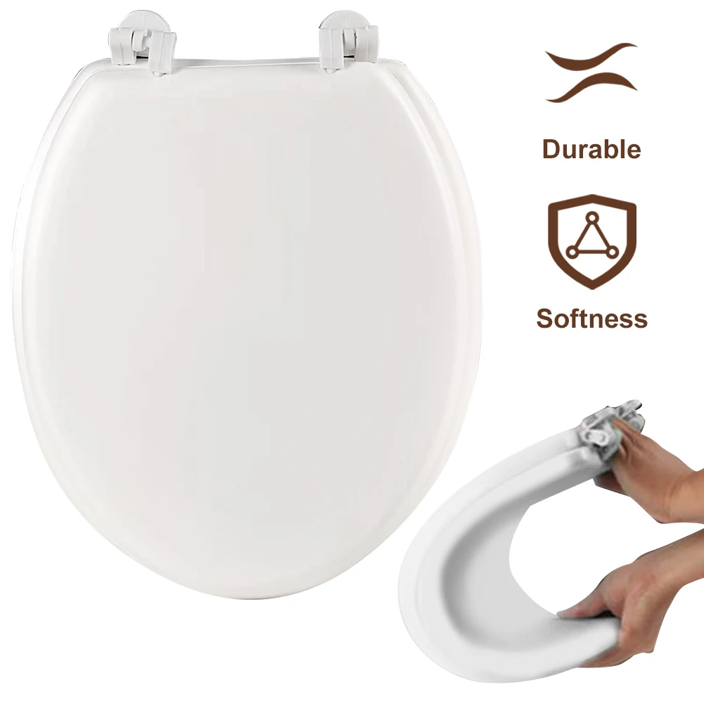 Durable Round Toilet Seat with Slow Soft Close Easy to Install and Clean Comfortable Soft Close Cushion Fits Most Round Toilets