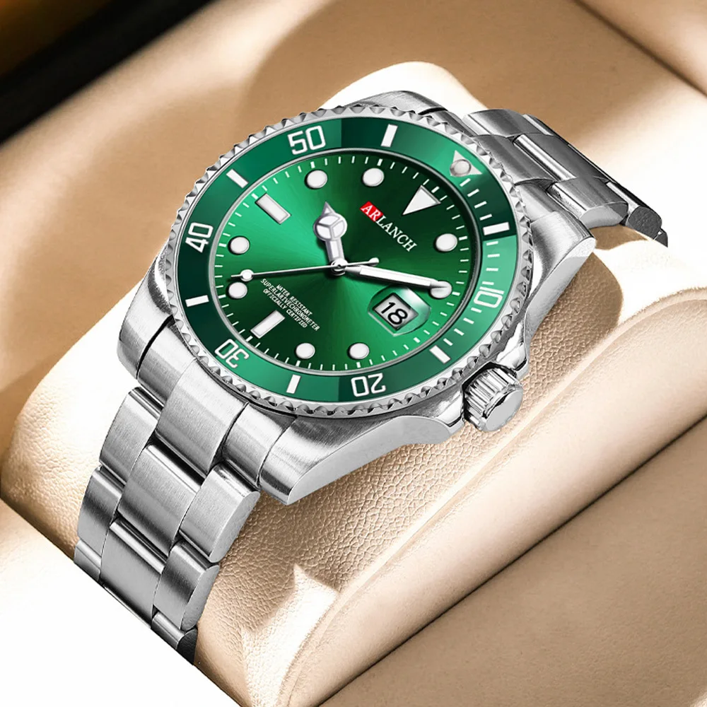 ARLANCH 305 Fashion Men's Quartz Watch Classic Red and Blue Circle Diving Series Magnifying Mirror Calendar Men's Quartz Watch