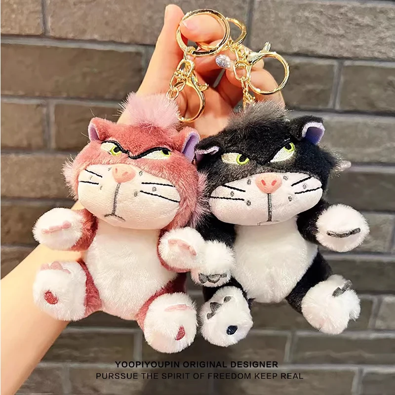 

Disney Lucifer Cat Plush Keychain Cute Furry Stuffed Doll Pendant For Backpack Purse Bag Couple Decorative Accessory Gift