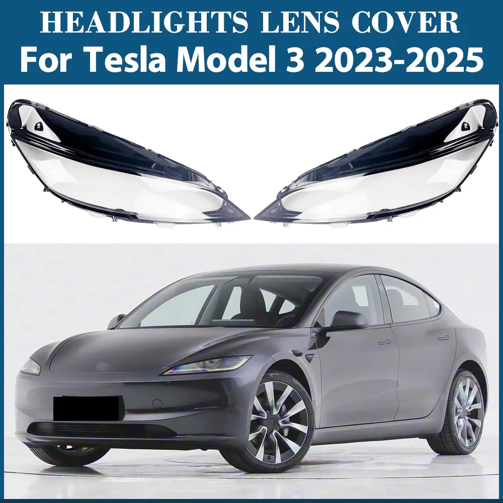 

For Tesla Model 3 2023 2024 2025 Headlamp Cover Headlight Transparent Lens Lamp Shell Masks Plexiglass Replace Lampshade