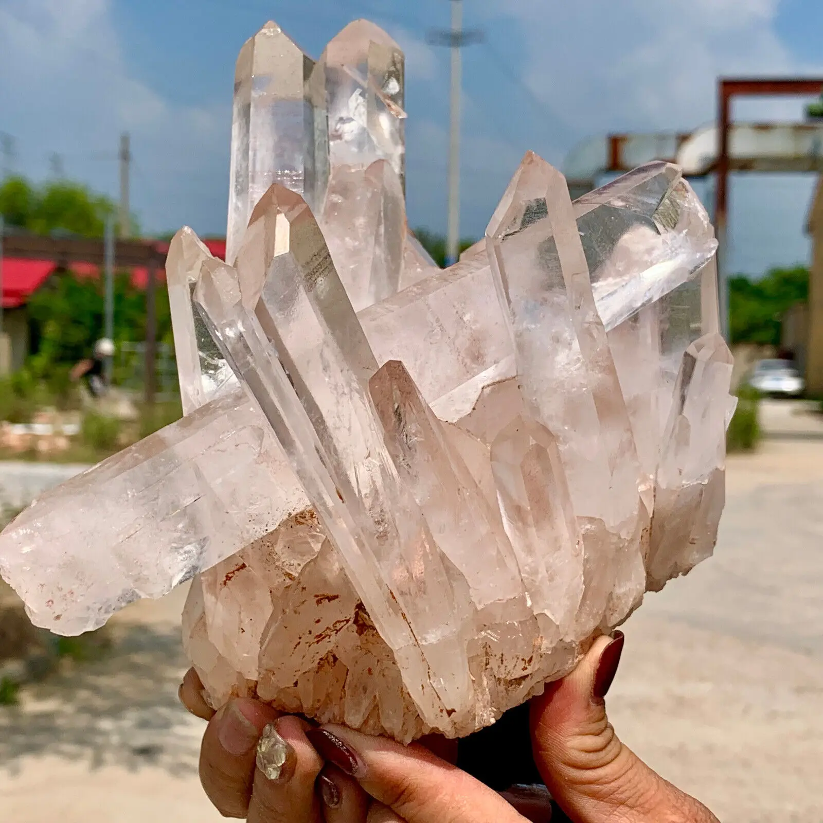 

Natural Rare White Quartz Crystal Cluster Mineral Specimen Healing