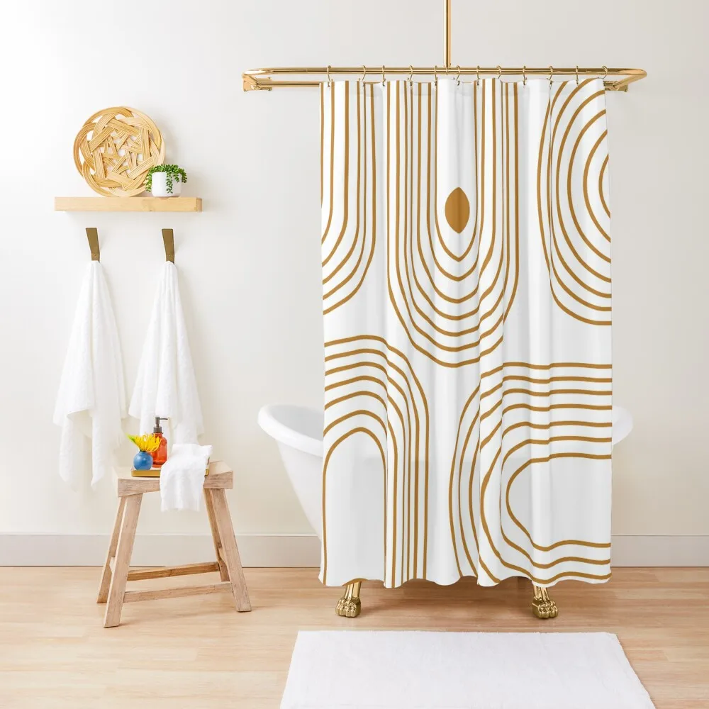 

Circles and Curved Lines in Goldenrod Shower Curtain Curtain Bathroom