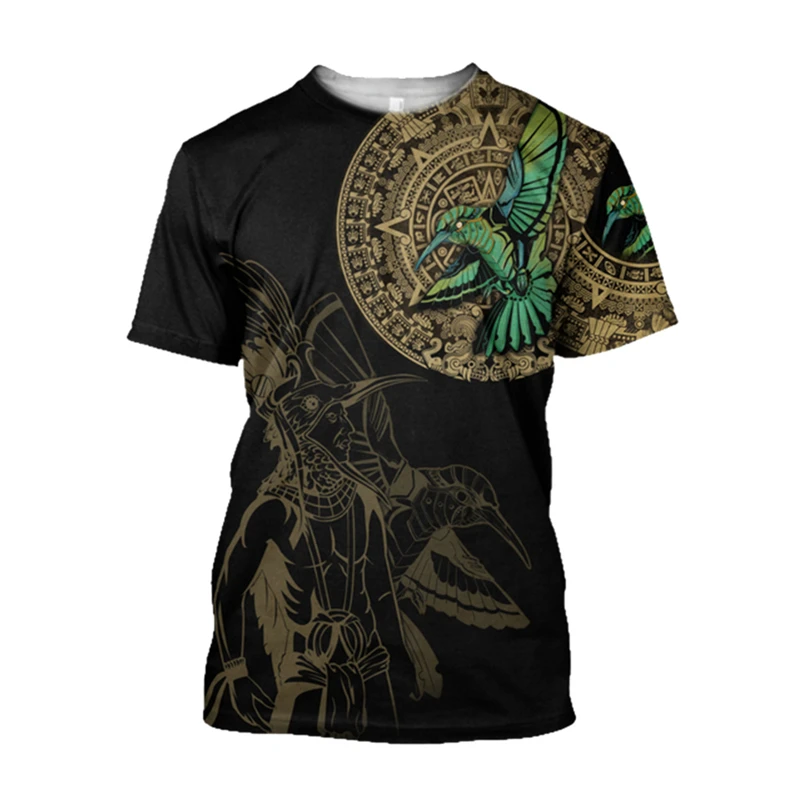 Retro Ethnic Aztec Mexico T-shirt Summer Men's 3D Printed Short Sleeve Fashion Creative Trend O-neck Large Size Tops T Shirts