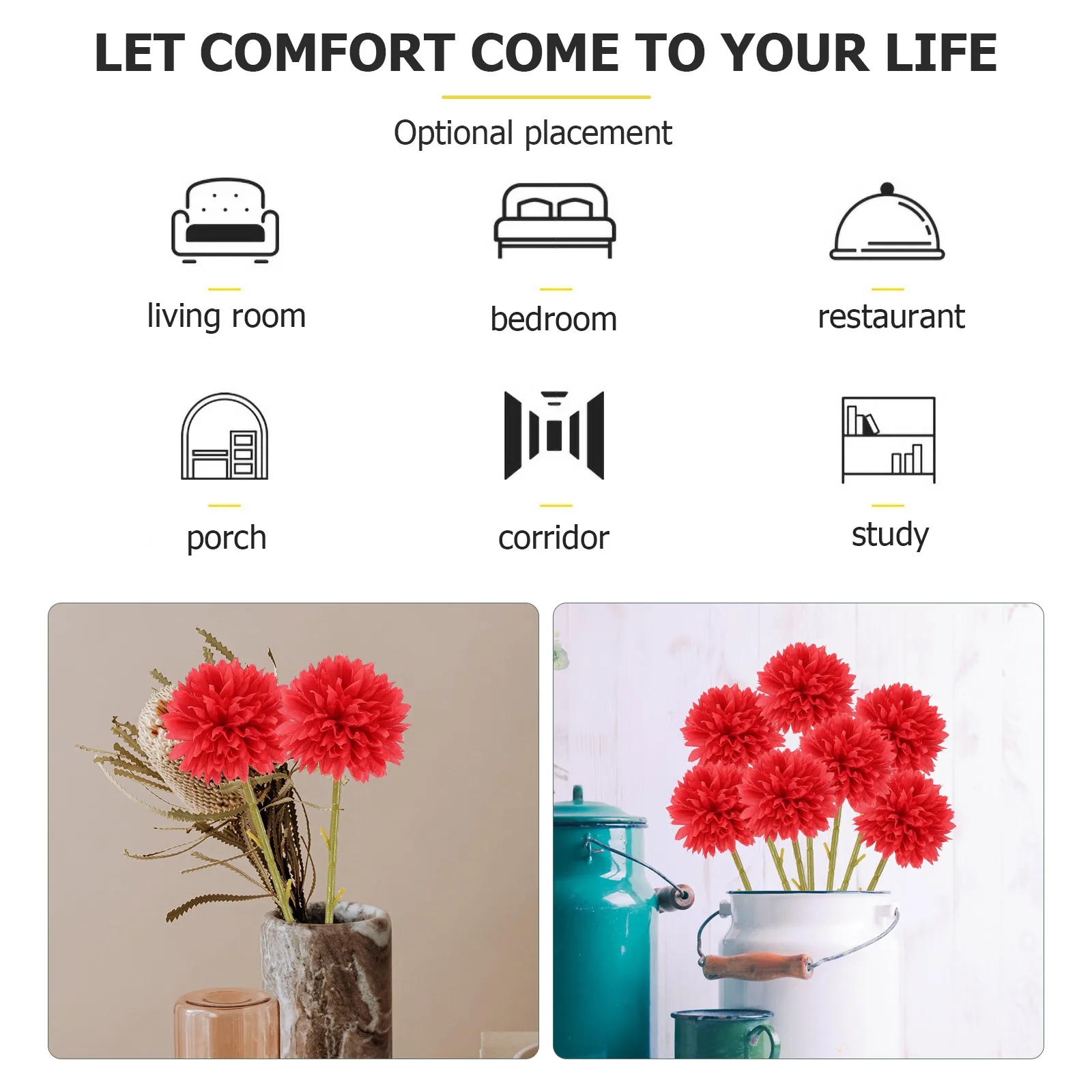 

12 Pcs Artificial Dandelion Flowers for Crafts Decoration Fake Simulated Faux Peony