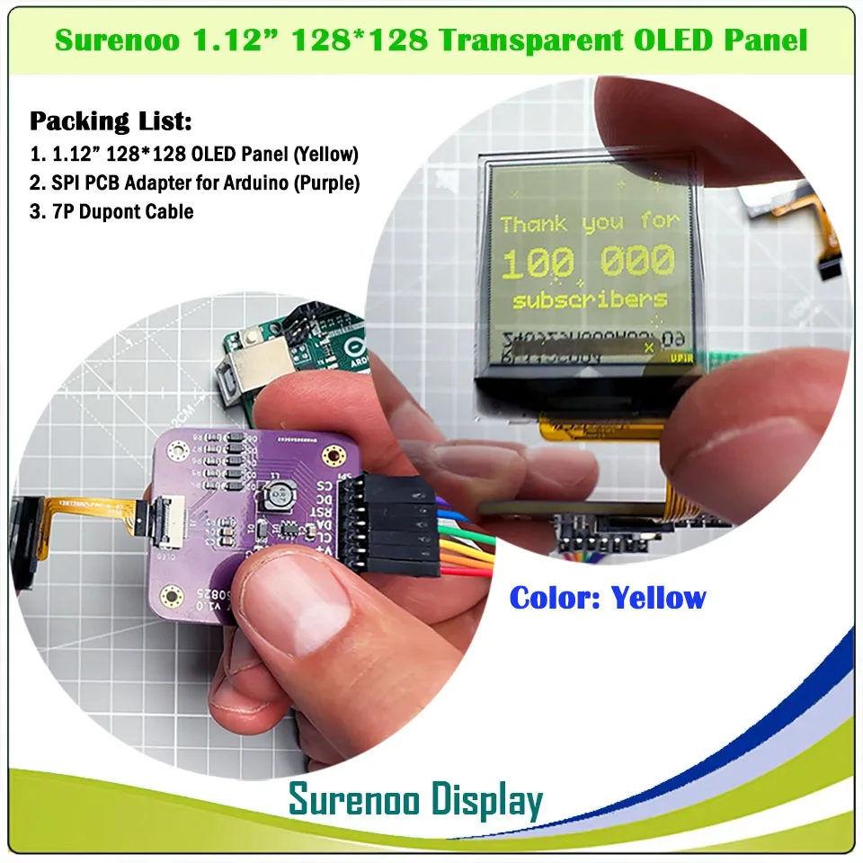 شاشة OLED شفافة حقيقية، 1.12 بوصة 128*128 128X128 128128 SH1107 شاشة وحدة LCD للوحة الرسم التسلسلية SPI PMOLED لاردوينو