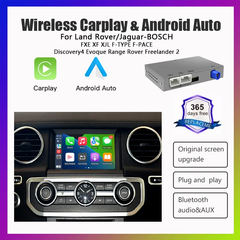 Drahtloses CarPlay Android Auto Car Kit für Jaguar Land Rover Discovery 4 Range Rover Evoque Freeland 2 XE XF XJL – Freisprecheinrichtung