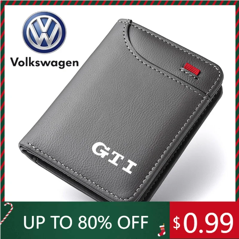 

2026 Hot For VOLKSWAGEN VW Leather Car Emblem Credit Card Purse Portable Small Wallet For Volkswagen Golf 5 Polo Golf 7 5 6 Mk6