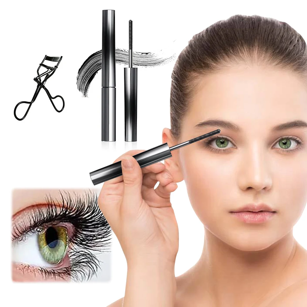 Mascara en métal lavable avec recourbe-cils, baguette en fer, imperméable, petite tête de brosse, maquillage, cosmétiques